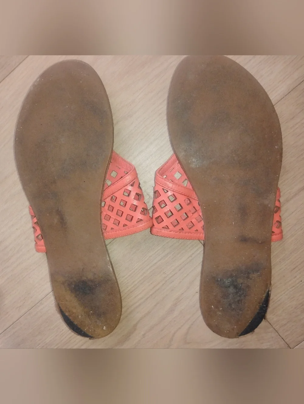 Tory Burch Orange Leather Cutout Thong Sandals 6.5 - Picture 5 of 8